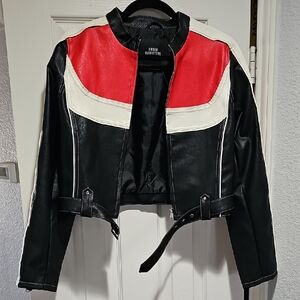 Unworn Urban Outfitters Black, Red, and White Leather Jacket